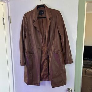 Brown Faux Leather Coat